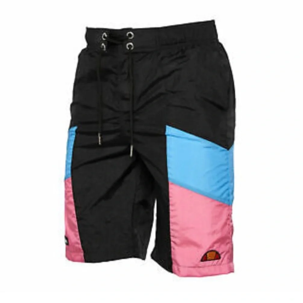ELLESSE MEN’S HERITAGE EVENDO SWIM SHORT BLACK/PINK/BLUE BATHING SUIT SHORT